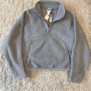 Aritzia TNA Gray Fleece Half-Zip Pullover